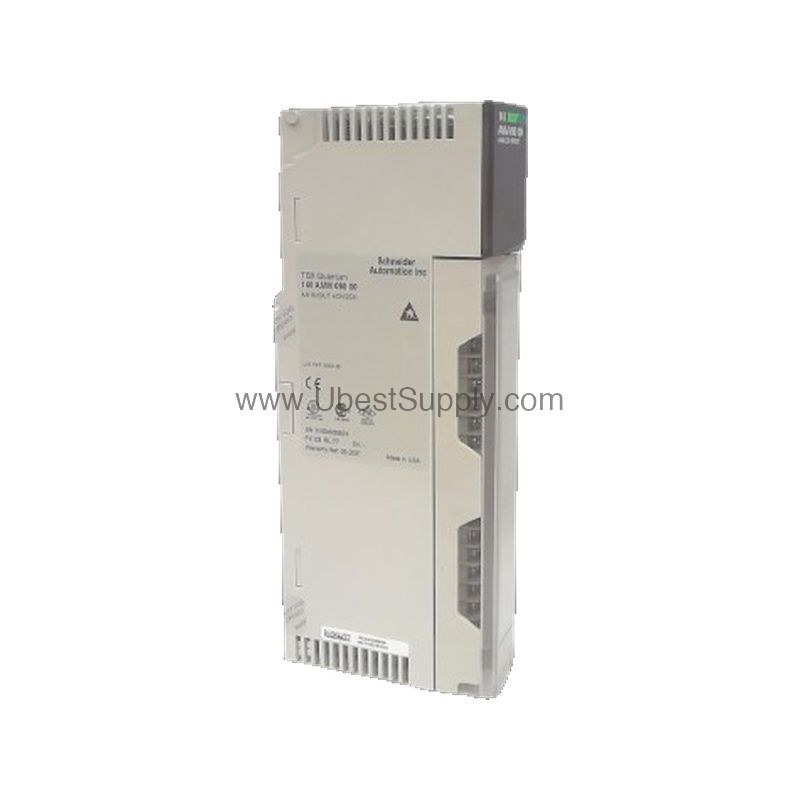 Figure 1: Front view of the Schneider 140AMM09000C industrial automation component showing its physical design and enclosure.