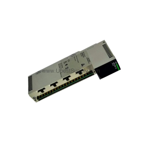 Figure 2: Technical layout and connection details for the Schneider 140ARI03010C industrial automation component.