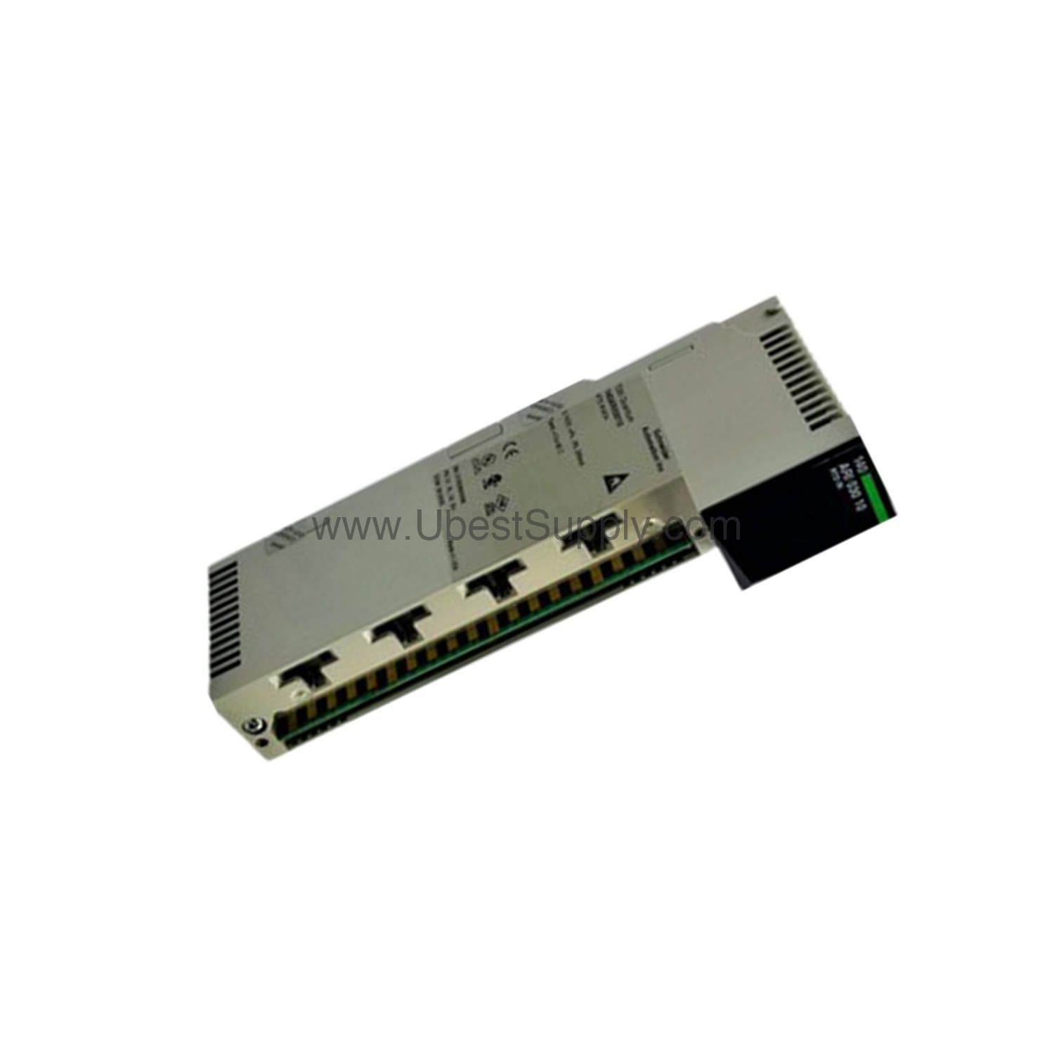Figure 2: Technical layout and connection details for the Schneider 140ARI03010C industrial automation component.