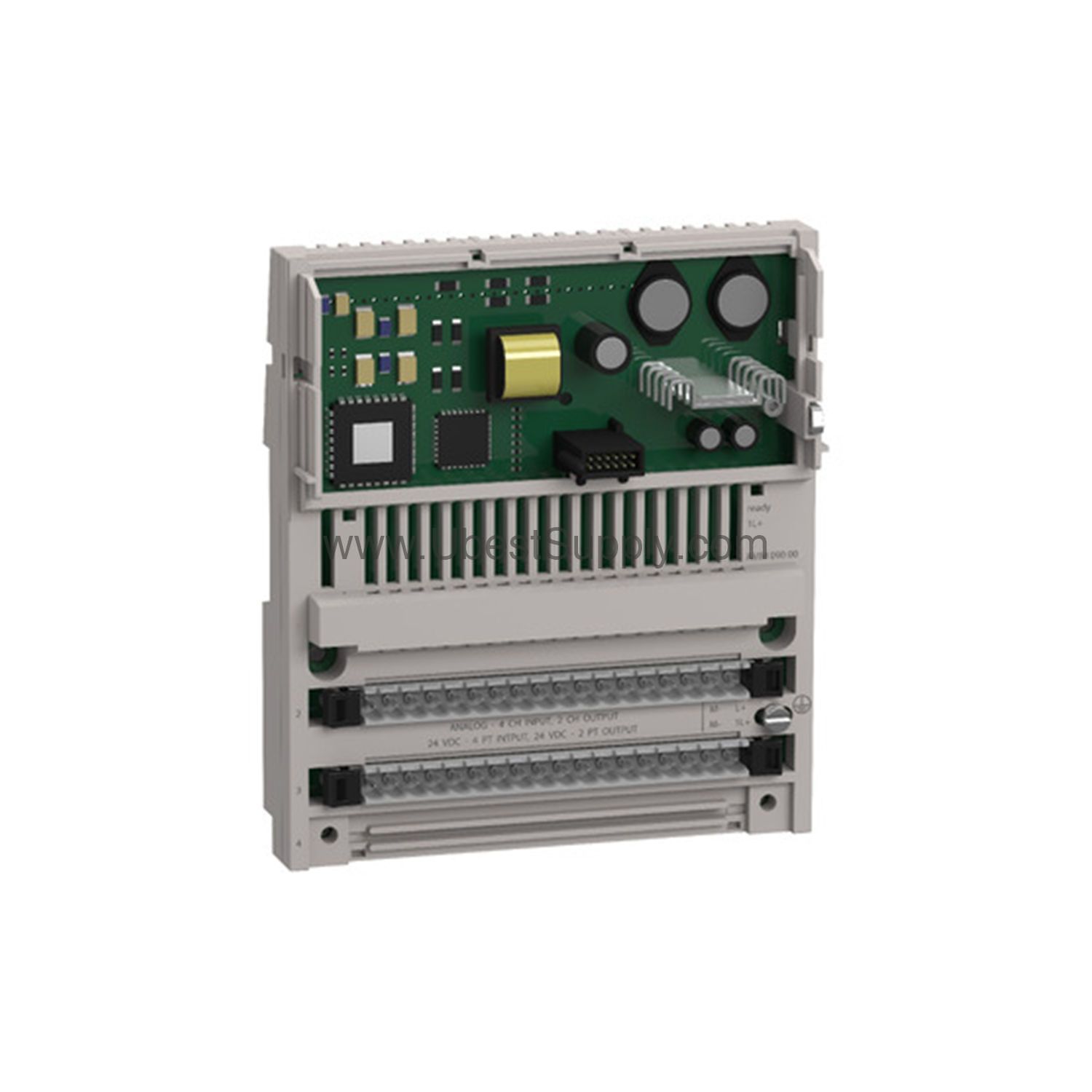 Figure 1: Front view of the Schneider 170AEC92000 industrial automation component showing its physical design and enclosure.