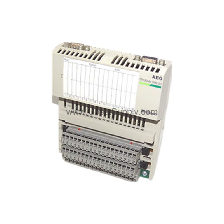 Figure 2: Technical layout and connection details for the Schneider 170BAM09600 industrial automation component.