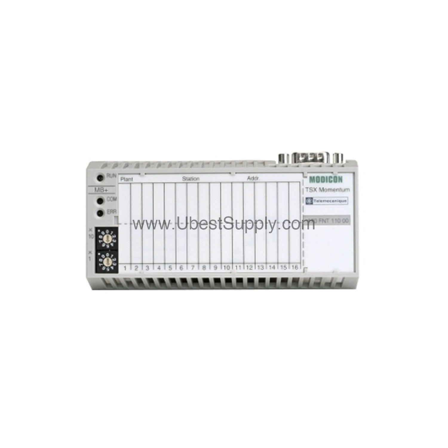 Figure 1: Front view of the Schneider 170FNT11001 industrial automation component showing its physical design and enclosure.