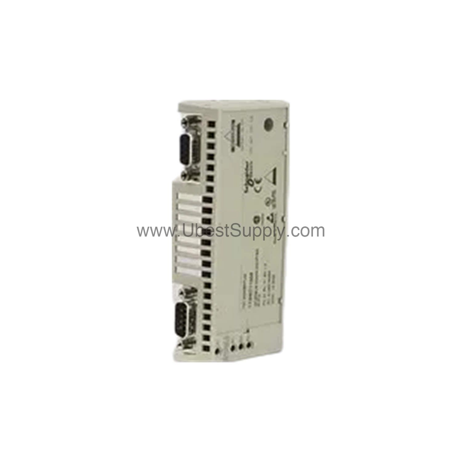 Figure 1: Front view of the Schneider 170INT11003C industrial automation component showing its physical design and enclosure.