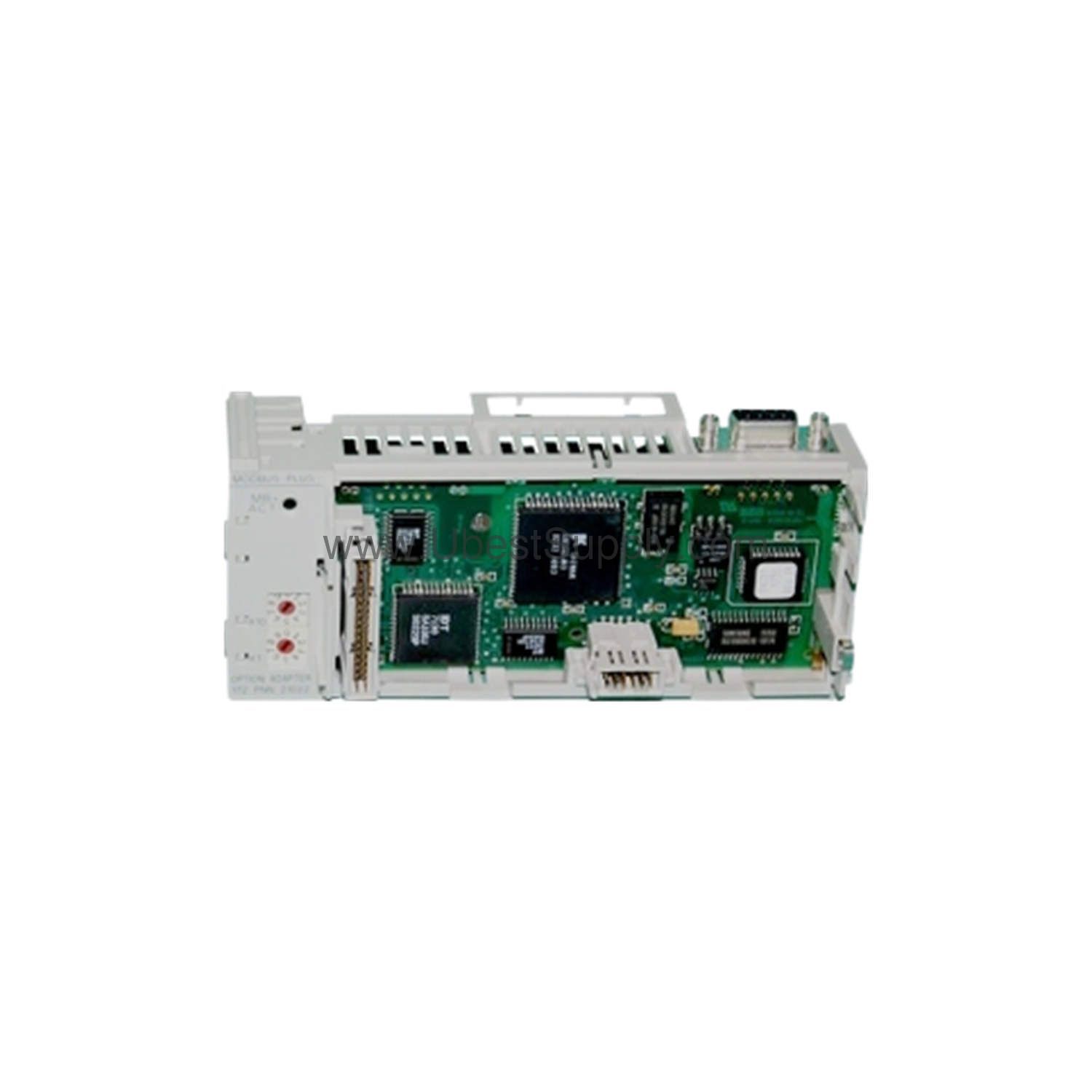 Figure 2: Technical layout and connection details for the Schneider 172PNN21022C industrial automation component.